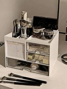 1 Stück mit Schublade Kosmetik Präsentationsständer, Schminktisch Aufbewahrungsbox, Schuljahresgeschenke, Wohnheimzimmer Schlafzimmer Organizer, Make-up Organizer, Pinselhalter, Parfumhalter, Augenbrauenstifthalter, Badezimmer-Accessoires, Schulanfang Artikel, Schulanfang Saison Vorräte, Studentenaufbewahrungs-Vorräte