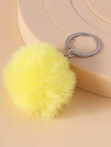 1pc Cute Faux Rabbit Tail Pom Pom Keychain, Unisex Commute Key Chain For Daily Wear Car Accessories Goth Y2k - Multicolor - View 17