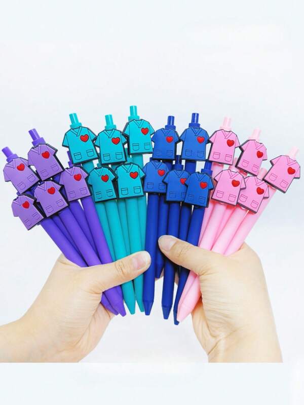 10/20 piezas Bolígrafos de punta redonda con forma de uniforme médico, bolígrafos con estilo de empuje de serie de colores, plumas de cuidado de la salud médica para enfermeras, médicos y escritura