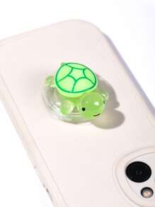 1/3 piezas Soporte de agarre de teléfono con diseño de tortuga colorida y brillante en la oscuridad, diseño de animal marino de dibujos animados 3D, cómodo soporte de escritorio, 2 en 1 adhesivo y soporte, ABS+Silicona, se adapta a la mayoría de los teléfonos