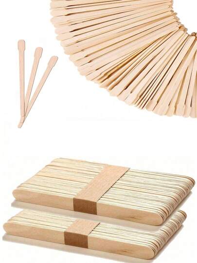 50/100/150 piezas Palitos de cera de madera y raspadores de madera - Palitos de cera pequeños para depilación de cejas, labios, vello nasal y piel suave - Para hidroterapia y uso doméstico