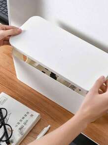 1pc Desktop Anti-Electric Shock Plug Socket Storage Box, Plastic Power Cord, Computer Socket, And Phone Charger Organizer Box, Extra Large Size Plastic Desktop Power Strip Socket Tidy Organizer