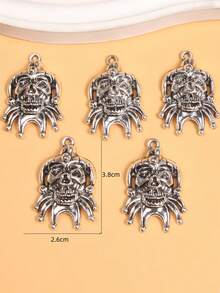 5pcs Silver-Plated Punk Style Skeleton Pendant DIY Charm Jewelry Craft, Halloween M601 - Silver - View 6