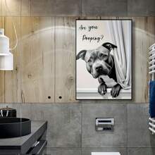 1 pôster de arte engraçada de cachorro "Você está fazendo cocô?" - Impressão em tela sem moldura, decoração de parede clássica vintage para quarto, sala de estar, escritório, cafeteria, uso interno/externo, decoração de interiores | Design lúdico, artes de parede em estilo moderno