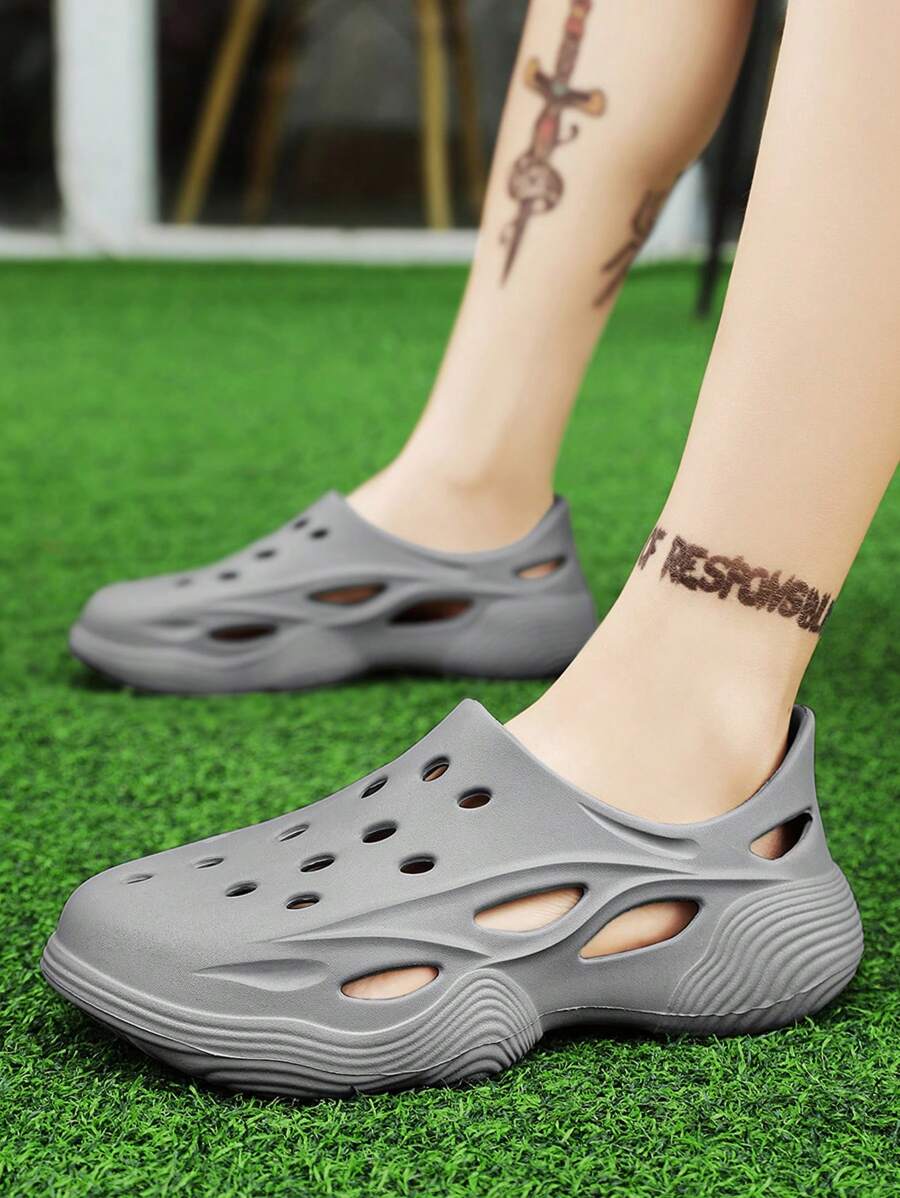 Herren Kokos Hohlloch atmungsaktive weiche Sohle Outdoor Sandalen, Sommer Strand Slip-On Fahrschuhe