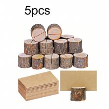 5/10pcs Wooden Log Memo Clips - With Wooden Clips, Wooden Bark, Memo Clips, Natural Wooden Log Memo Holders And Wedding Log Pattern Clips,Back To School,School Supplies