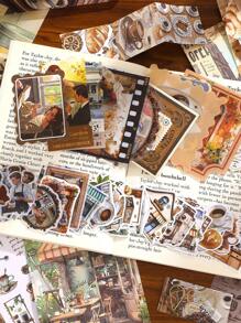 147 Stücke Vintage/Retro Scrapbooking dekorative Aufkleber, Slow Living Serie, geeignet als Geschenk, für Büro, Zuhause, Markierung, Etiketten, Klassenzimmer, Unterhaltungsspielzeug, Schülerplaner DIY kreative vintage Dekorationsaufkleber, Schulmaterial, Schulanfang