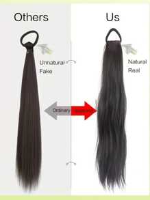 2 piezas Extensión de cabello de cola de caballo sintética, resistente al calor, onda natural, banda elástica, adecuado para todas las edades, estilo versátil - Pieza de cabello de 22 pulgadas