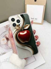Funda de teléfono gráfica de manzana roja transparente de TPU 3D a prueba de golpes, compatible con iPhone 15/15 Pro/15 Plus/15 Pro Max/16/16 Pro/16 Plus/16 Pro Max, Galaxy S23 Ultra/A14/A24, Redmi Note 12 Pro, Pixel 8/8 Pro