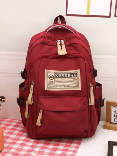 复古英伦风百搭撞色街头时尚高品质背包，大容量多功能适合学校和课堂