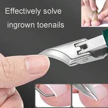 3pcs Long Grip Nail Clippers Set, Non-Injury Wide Opening Nail Clipper, Multi-Function Pointed & Fine Nail Scissors, Ingrown Nail Tool Set, Random Color