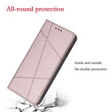 For Galaxy Redmi Honor Oppo Black Colorblocking Pattern Phone Case With Wallet Case Folding Base Leather Magnetic Closure Phone Case Waterproof Shockproof Anti-Fall Scratch Resistant Full Cover