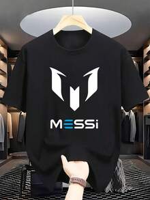 Men'S "Messi" Graphic T-Shirt - Casual Crew Neck, All-Season Comfort, High-Quality, Lightweight Fabric, Casual Wear |   Graphic Tee |   Comfortable Fit - 黑色 - 查看 2