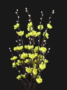 4/8 pièces Fleurs artificielles Fleur de prunier jaune 21,7" Fausse fleur d'hiver à longue tige en plastique Décoration de maison, hôtel, bureau, mariage, fête, jardin