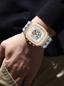 REWARD Men's Quartz Watch Business Fashion Style Timing Calendar Luminous Hands Multi-Functional Men Wristwatch High Quality Gift Classic Design Silicone Watch Band - White - View 5