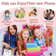 Juguete de smartphone para niños con pantalla IPS de 2,4'' y cámara dual, teléfono de aprendizaje educativo para niñas y niños de 3 a 10 años, incluye juegos, reproductor de música, reloj despertador y funda de silicona suave, regalo perfecto para Navidad y cumpleaños (con tarjeta de 32GB)