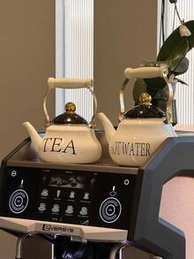 1 件，陶瓷手柄简约字母梨形搪瓷水壶，四季耐热热水壶，茶壶，咖啡壶，炉边烤茶的茶壶，节日和生日赠送亲朋好友的礼品壶