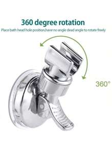 1 pièce Support ajustable pour pomme de douche, support mural de salle de bain en chrome avec forte ventouse, support universel monté au mur pour pomme de douche à main, sans perçage requis