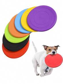 Juego de 3 discos voladores para perros, juguetes interactivos de entrenamiento para mascotas, disco de goma de silicona suave para perros, disco volador para cachorros, disco flotante ligero y suave - Multicolor - Ver 1