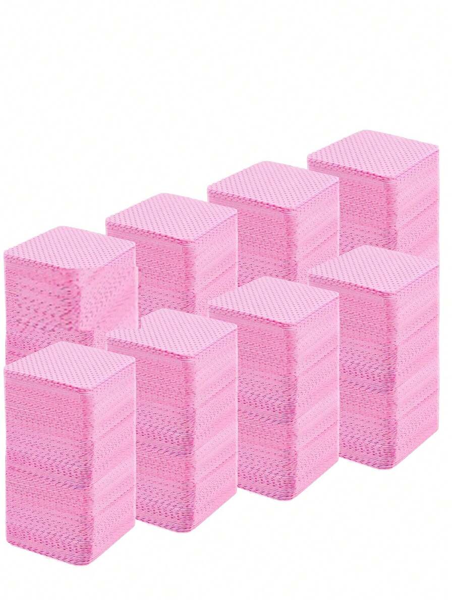 1000/400/200PCS Lint Free Nail Wipes, Nail Polish Remover Pads Eyelash Extension Wipes, Soft Non-Woven Acetone Nail Polish Remover Pads Nail Wipes For Nail Prep And Gel Polish Remover, No Lint Nail Glue Wipes Eyelash Extensions - Pink - View 1