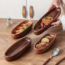 优雅的相思木椭圆形托盘 - 微波炉，多用途，用于沙拉、甜点、水果、坚果和小吃，抛光表面 - 非常适合厨房装饰和桌面展示，圣诞节 - 1件 - 查看 12