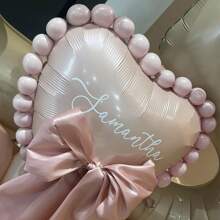 69 Stücke Elfenbein-Zahl-Ballonsatz, enthält 32 Zoll (81,28 cm) elfenbeinfarbeneFolie Ziffernballons, beige und hellrosa runde Latex-Ballons mit rosa Schleifen-Deko, geeignet für Jahrestag, Geburtstag, Hochzeit, Abschluss, Feiertag und Partydekoration