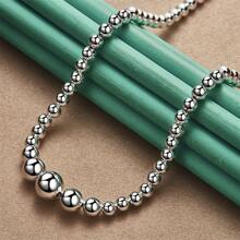 Charm 1pc 925 Sterling Silver Plated 18 Inches Exquisite Polished Size Bead Chain Necklace Women Fashion Wedding Gift Jewelry Party
