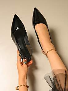 Elegant Pointed Toe Bowknot Stiletto High Heel Sandals For Women, Sexy Party Dress Shoes, Suitable For Summer Commute, Nightclub, Wedding, Party, Outdoor, Available In Burgundy, Black, White, Red - Black - View 5