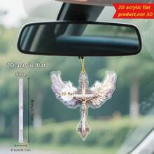 1pc Jesus Angel Wings Pendant Creative Cross Shape Bag Key Car Rearview Mirror Decoration Decoration Home Decor A Perfect Gift For Friends And Family.