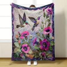 1 Stück vintage Vogel- und Blumenmuster Flanelldecke - weich, leicht, multifunktional, für Sofa, Bett, Reisen, ganzjährige dekorative Geschenke