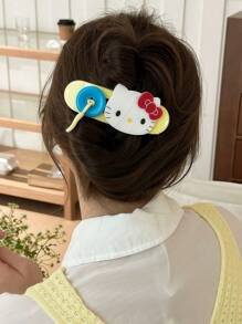 Sanrio Sanrio, 1pc/2pcs Hello Kitty Large Cute Girl Hair Clips With Button Design, Cartoon Girl Hair Accessories, Pink Cartoon Cute Hair Clips. Suitable For Daily Use And Ideal As Sweet And Lovely Gifts For Girls. ,Flat Claw Clip, Hair Slide, Hair Claws