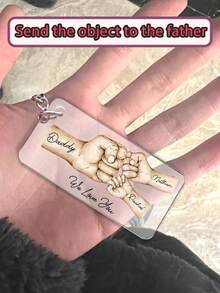 1pc Personalized Daddy's Team Fist Bump Keychain, Custom Dad Keychain, Father's Day Gift From Kids,Father's Day Keychain,Fist Bump Dad - Multicolor - View 3