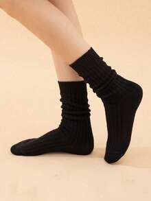 1/3 件时尚袜子，秋冬及膝、中筒、踝袜，适合所有季节，厚实保暖的过膝袜 - 采用双层针织技术制成