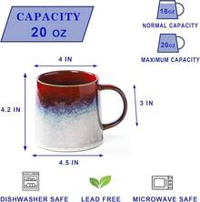 Large Ceramic Coffee Mugs, 20 - And Microwave Safe (Blue Green)-Holidaygift - Red - View 2