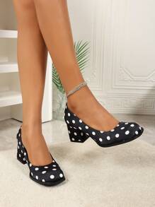 Escarpins rétro "Babies", nouveautés printemps pour femmes petites tailles, chaussures à talons hauts de style coréen grande taille unicolore à bout carré et talon épais