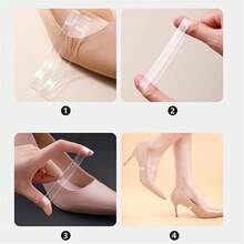 2/4双装隐形硅胶透明防滑鞋垫，稳固贴合高跟鞋，弹性鞋带 - 白色 - 查看 4
