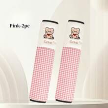 2pcs 25cm Car Seat Belt Shoulder Pad Cover - Embroidered Cute Teddy Bears, Soft Universal Car Accessories