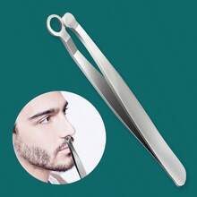 1pc Stainless Steel Push-Down Circular Nose Hair Clip, Round Nose Hair Trimmer, Mustache & Eyebrow Tweezer