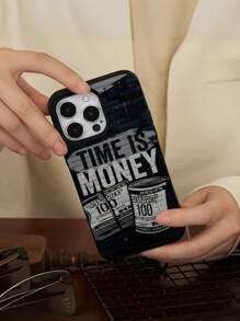 1 pieza Funda de teléfono de TPU negro con estampado de billete de dólar, acabado mate, adecuado como regalo festivo compatible con iPhone XS/XS Max/XR/11/12/13/14/15/16 Pro/Pro Max/14/15/16 Plus, para hombres y mujeres