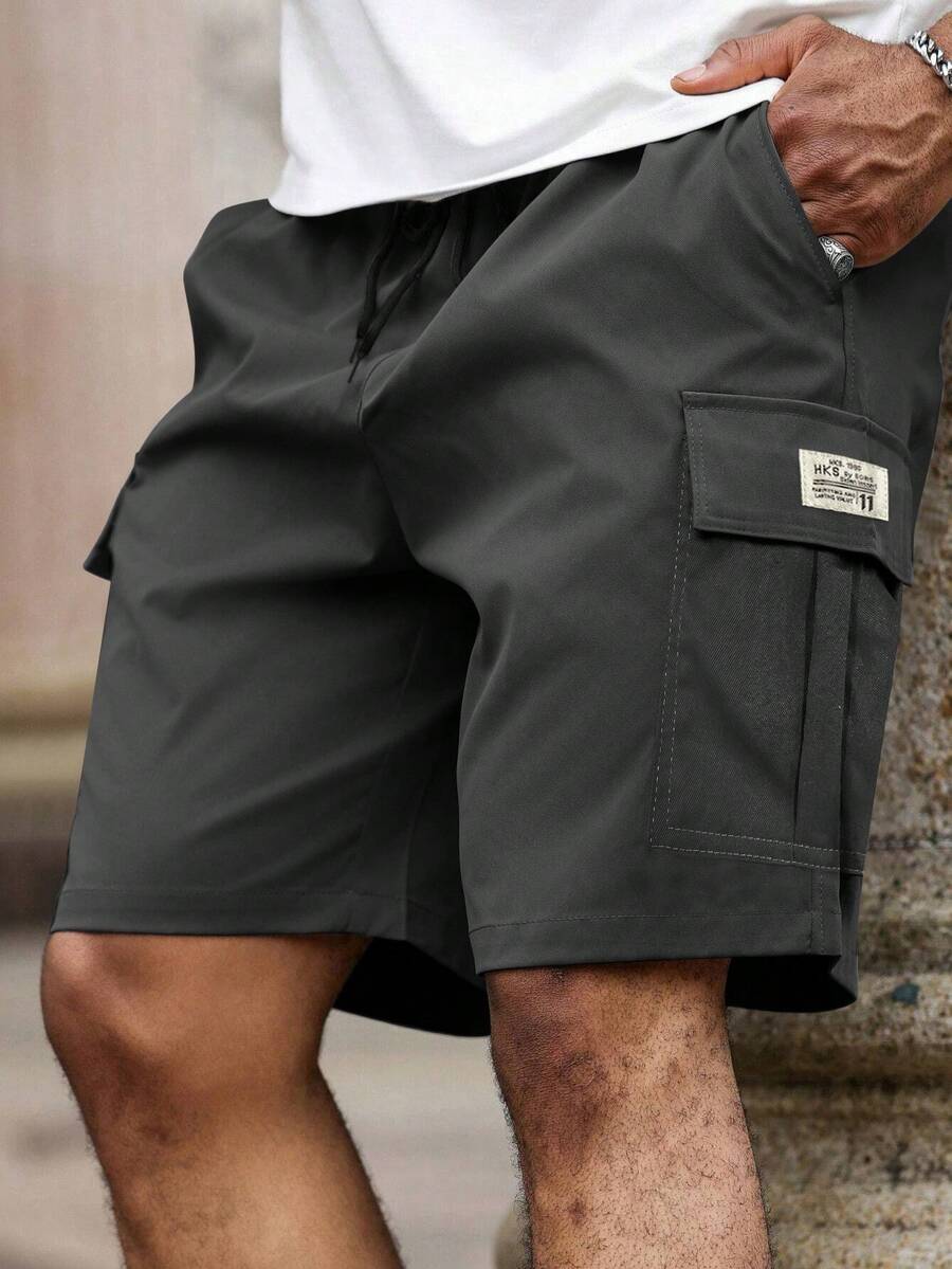 [Spring/Summer] Men's Solid Cargo Shorts With Multi Pockets, Casual Drawstring Shorts For Summer
