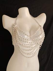 Sexy Lingerie Sexy Body Chain For Women, Men & Crossdressers – Acrylic, Crystal, Sequins Chest Harness,Pear Sexy Bra Hollow-Out Pendant Vest, Hot Girl Bra Accessories For Nightclubs, Parties, Hotels, Carnivals, Couples