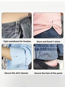 4 pezzi Cintura per pantaloni, modellatore vita invisibile con molletta, accessori regolabili e fissativi per jeans e vestiti alla moda, pratico, confortevole e versatile