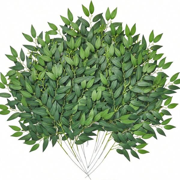 2pcs/6pcs/12pcs Decorative Artificial Plants - Heart Shaped Eucalyptus, Gum Tree Leaves, Willow Leaves, Willow Branches, Purple Wisteria Leaves; Suitable For Hotel Decor, Living Room Home Decor, Dining Table Centerpieces, Bedroom Decor, Personalized Decoration, Wedding Decor, Wall Decor, Outdoor Garden, DIY Flower Arrangement, Artificial Greenery