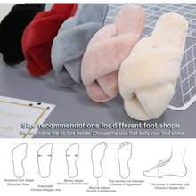 Local Delivery--LZLER Women's Cross Band Slippers, Soft Plush Fleece Lightweight Non Slip Open Toe Flip Flop Shoes House Indoor Outdoor Fur Fuzzy Slippers - 灰色 - 查看 7