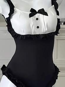 1 套（兔耳朵 X1 + 紧身衣 X1）兔女郎服装，适合角色扮演、拍照、俱乐部派对、可爱俏皮的紧身衣、礼物 - 黑與白 - 查看 5