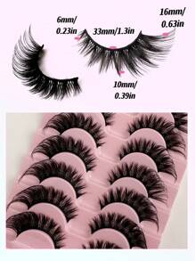 10 pares de pestañas postizas lujosas y esponjosas - Gruesas, onduladas, 3D de volumen, reutilizables, suaves, ligeras, pestañas postizas de imitación de visón para un look de maquillaje dramático de ojos