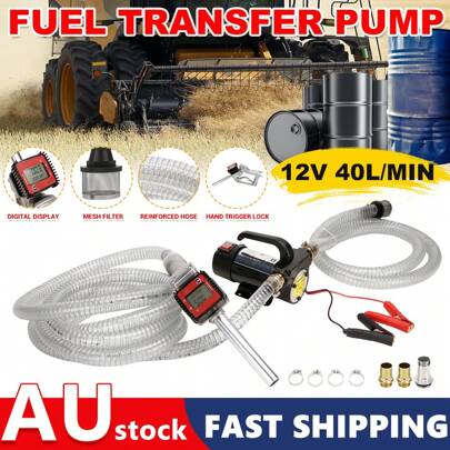 Multi-Purpose Fuel Transfer Pump Stainless Steel Body 12V DC Powered 40L/Min Efficiency Self-Priming Vacuum Technology