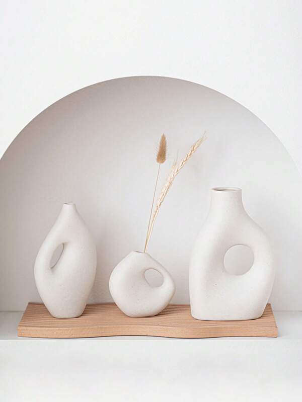 Florero de cerámica blanca de pie, florero decorativo sin necesidad de agua durante 7 días, soporte minimalista para arreglos florales