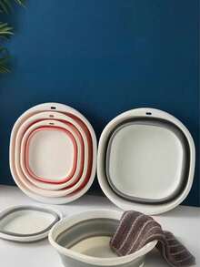 3pcs Foldable Wash Basin, Portable Travel Wash Basin, Multifunctional Folding Basin, Suitable For Face Washing, Foot Washing, Clothes Washing, Vegetables And Fruits Washing. A Must-Have For Kitchen And Bathroom.