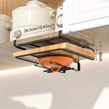 1pc Non-Drilling Kitchen Cabinet Storage Rack - Multi-Function Metal Organizer Shelf, Suitable For Cutting Board, Easy Installation, Space Saving Design, Ideal For Kitchen & Dining Room, Metal Wall Mount Rack, Practical Shelf